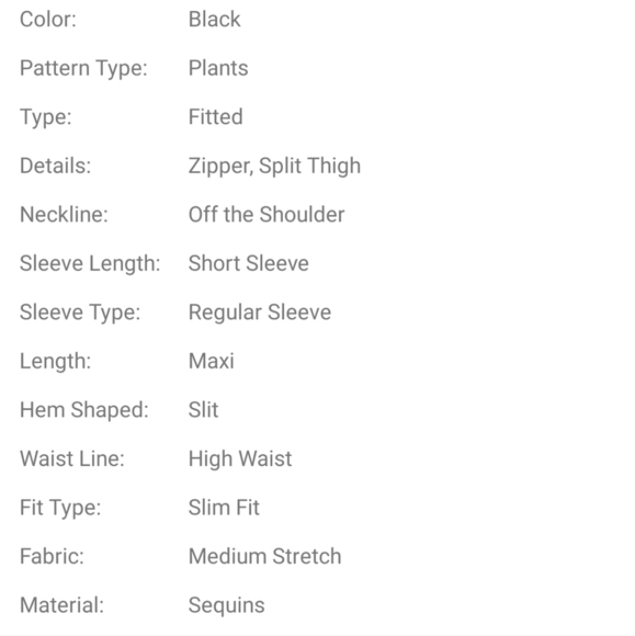 Black Plants Pattern Sequined Split Maxi Gown - Picture 8 of 10